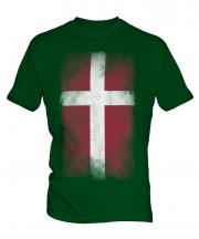 Denmark Faded Flag Mens T-Shirt