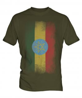 Ethiopa Faded Flag Mens T-Shirt