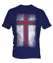Faroe Islands Faded Flag Mens T-Shirt