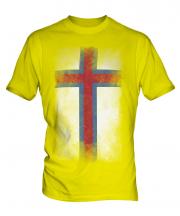 Faroe Islands Faded Flag Mens T-Shirt