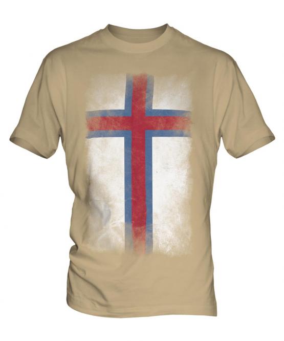 Faroe Islands Faded Flag Mens T-Shirt