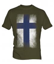 Finland Faded Flag Mens T-Shirt