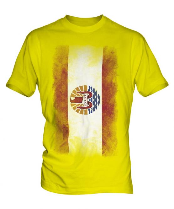 French Polynesia Faded Flag Mens T-Shirt