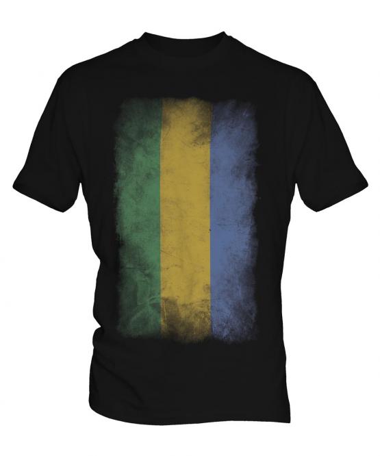 Gabon Faded Flag Mens T-Shirt