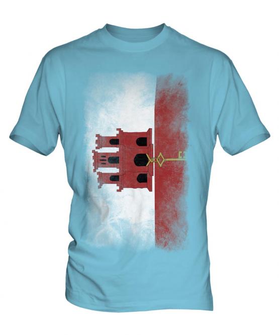 Gibraltar Faded Flag Mens T-Shirt
