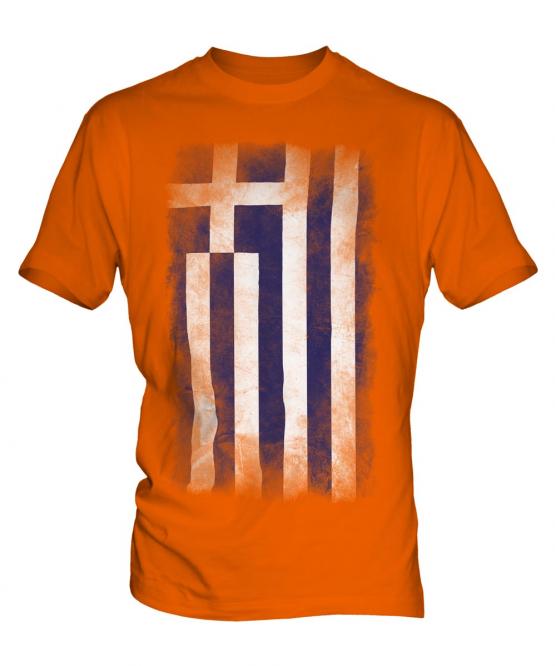Greece Faded Flag Mens T-Shirt