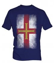 Guernsey Faded Flag Mens T-Shirt