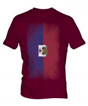 Haiti Faded Flag Mens T-Shirt
