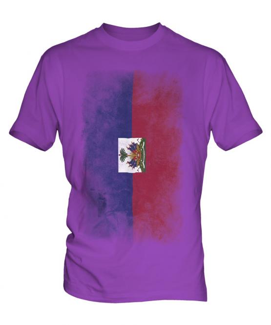 Haiti Faded Flag Mens T-Shirt