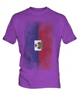 Haiti Faded Flag Mens T-Shirt