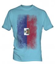 Haiti Faded Flag Mens T-Shirt