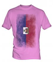 Haiti Faded Flag Mens T-Shirt