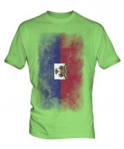 Haiti Faded Flag Mens T-Shirt