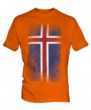 Iceland Faded Flag Mens T-Shirt