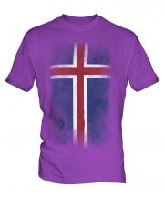 Iceland Faded Flag Mens T-Shirt