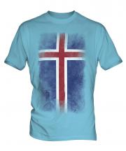 Iceland Faded Flag Mens T-Shirt