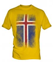Iceland Faded Flag Mens T-Shirt