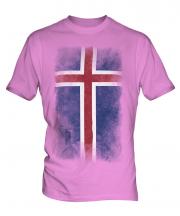 Iceland Faded Flag Mens T-Shirt
