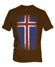 Iceland Faded Flag Mens T-Shirt