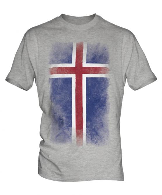 Iceland Faded Flag Mens T-Shirt