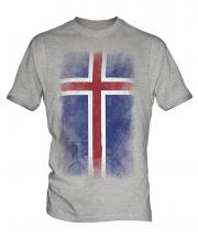 Iceland Faded Flag Mens T-Shirt