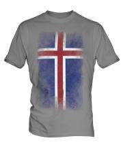 Iceland Faded Flag Mens T-Shirt