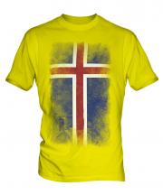 Iceland Faded Flag Mens T-Shirt