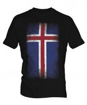 Iceland Faded Flag Mens T-Shirt