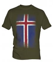 Iceland Faded Flag Mens T-Shirt