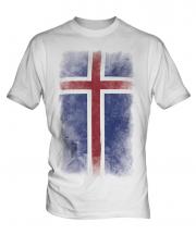 Iceland Faded Flag Mens T-Shirt