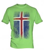Iceland Faded Flag Mens T-Shirt
