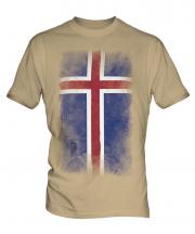 Iceland Faded Flag Mens T-Shirt