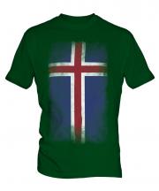 Iceland Faded Flag Mens T-Shirt