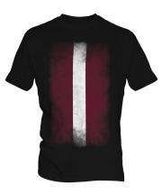 Latvia Faded Flag Mens T-Shirt