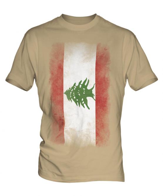 Lebanon Faded Flag Mens T-Shirt