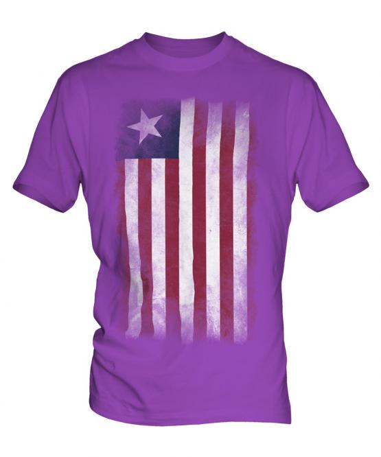 Liberia Faded Flag Mens T-Shirt