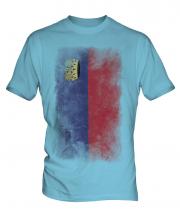 Liechtenstein Faded Flag Mens T-Shirt