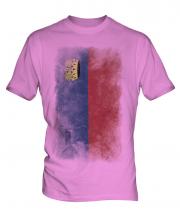 Liechtenstein Faded Flag Mens T-Shirt