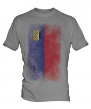 Liechtenstein Faded Flag Mens T-Shirt