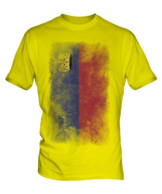 Liechtenstein Faded Flag Mens T-Shirt