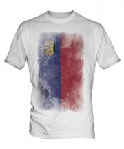 Liechtenstein Faded Flag Mens T-Shirt