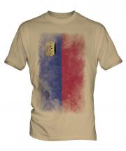 Liechtenstein Faded Flag Mens T-Shirt