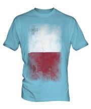 Malta Faded Flag Mens T-Shirt