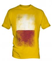 Malta Faded Flag Mens T-Shirt