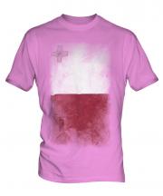 Malta Faded Flag Mens T-Shirt