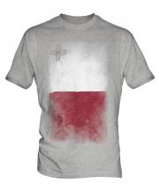 Malta Faded Flag Mens T-Shirt