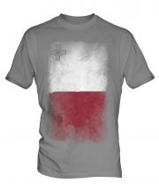 Malta Faded Flag Mens T-Shirt
