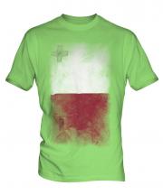 Malta Faded Flag Mens T-Shirt