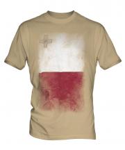 Malta Faded Flag Mens T-Shirt