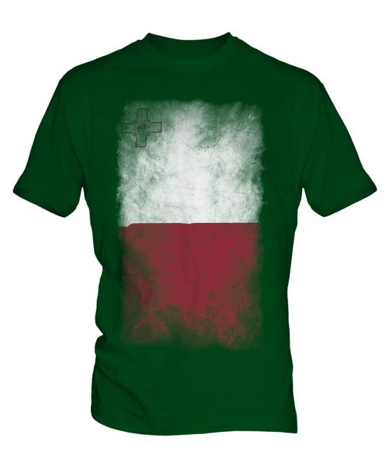Malta Faded Flag Mens T-Shirt